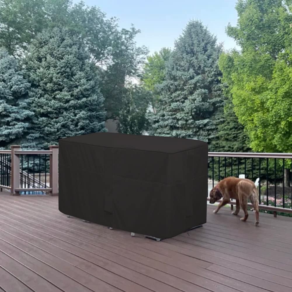 Izzybang covered patio dining set in outdoor lifestyle scene keeping furniture clean