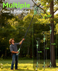 J-KU full-length extension pole extended to show 16-foot reach benefit
