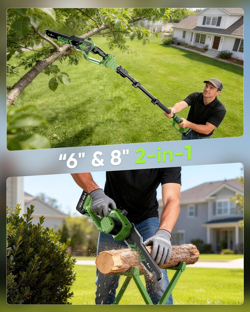 J-KU handheld mini chainsaw in use for precise pruning benefit