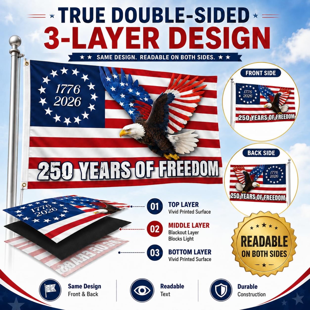 J0Mob double-sided print detail showing mirrored design for clear readability both sides
