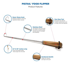 Jaccard 12-inch PigTail close-up of hardwood handle for comfortable grip