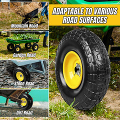Jack Boss wheel installed on hand truck showing smooth, flat-free rolling benefit