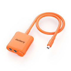 Jackery connector front view showing ports and easy connection benefit
