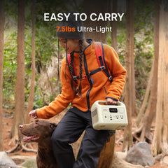 Jackery Explorer 300 handle close-up highlighting easy carry convenience