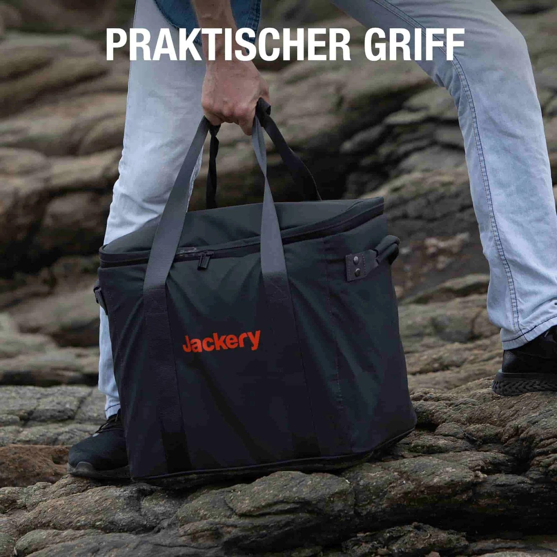 Jackery case at campsite showing durable outdoor protection