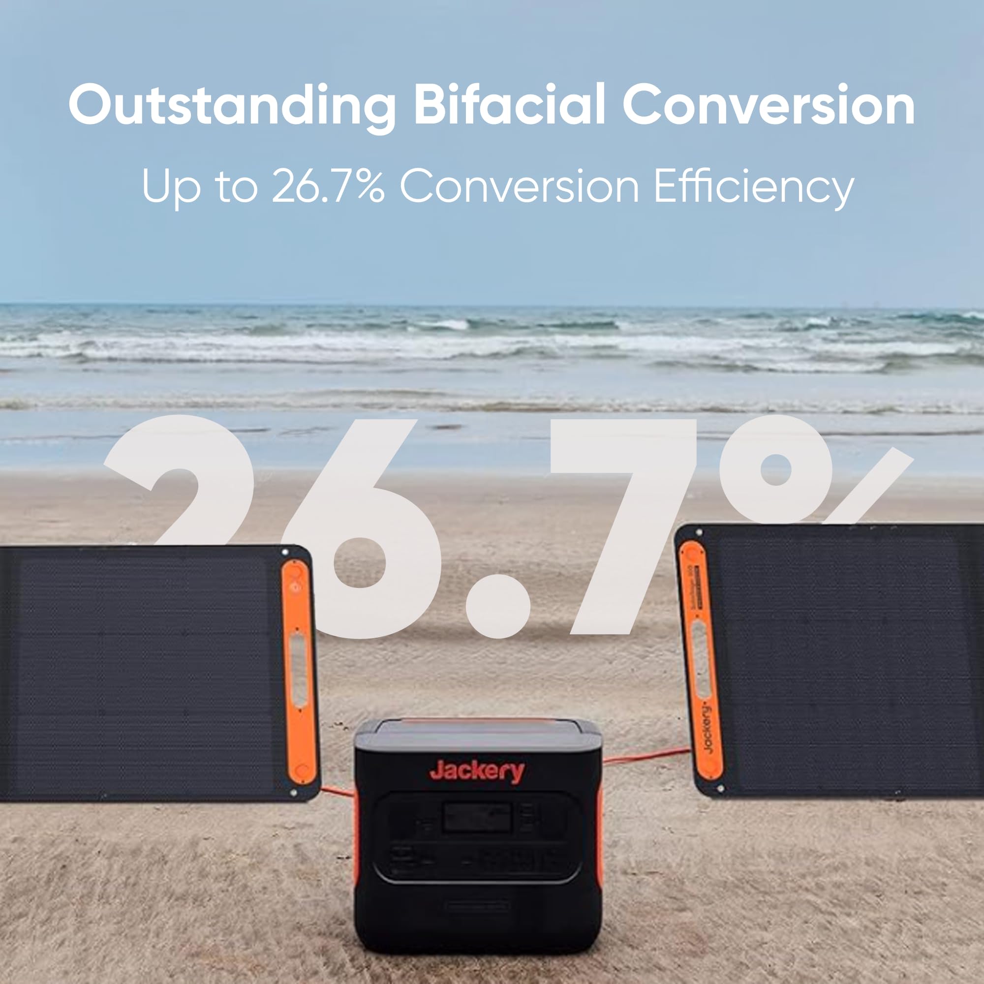 Jackery close-up of IBC bifacial solar cells highlighting higher conversion efficiency