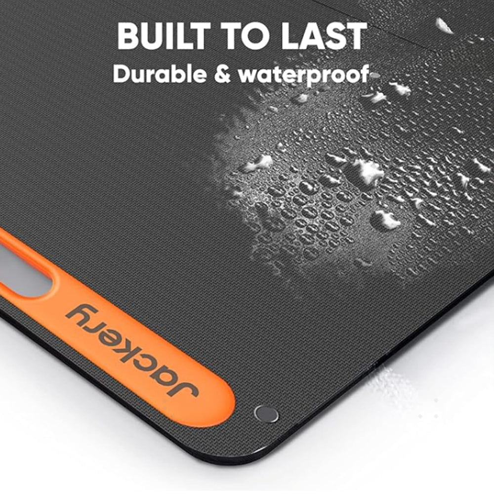 Jackery SolarSaga connected to Explorer power station illustrating rapid outdoor charging