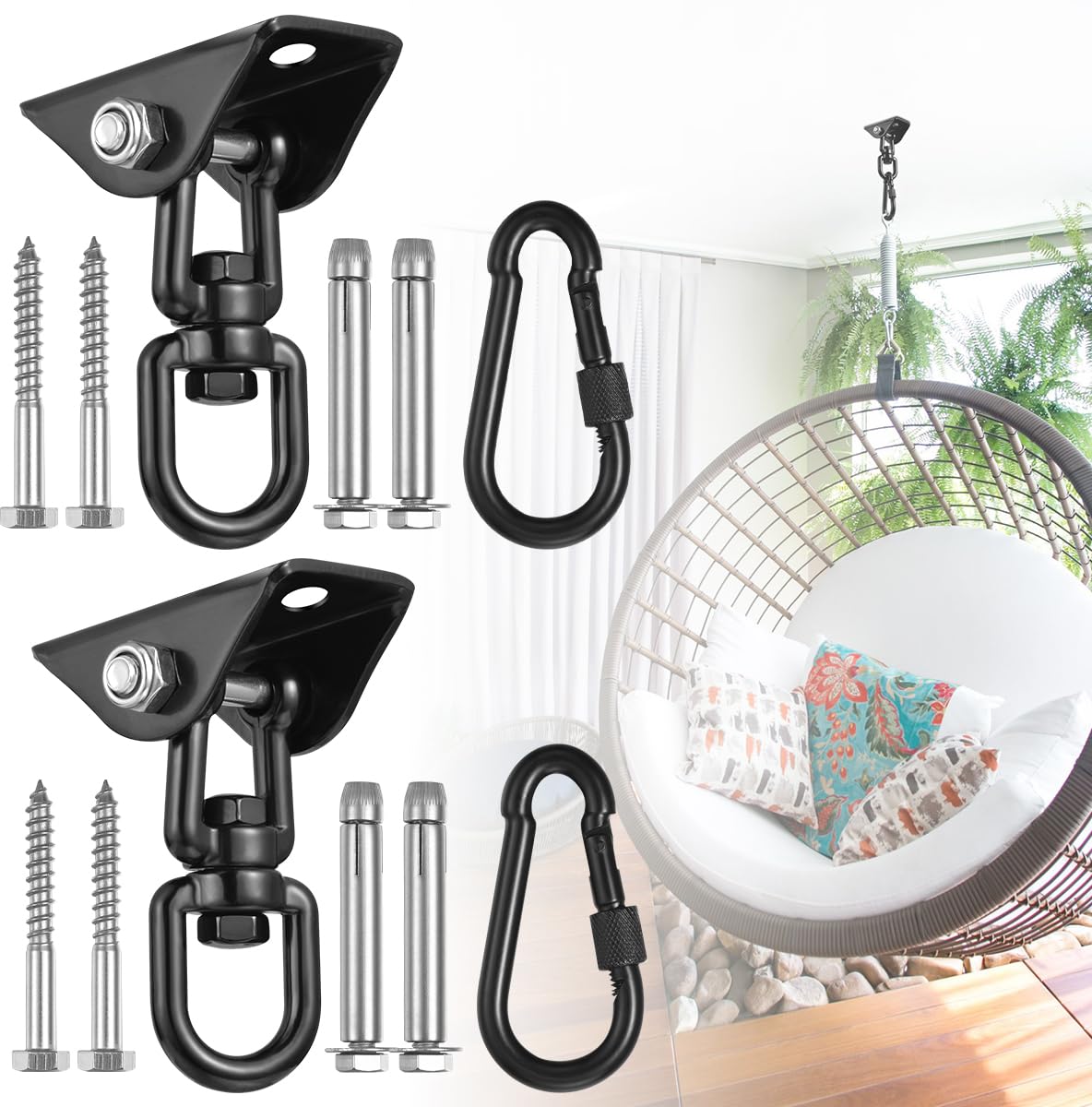 JACNITAD front view of hanging kit showing complete hardware and benefit of easy attachment