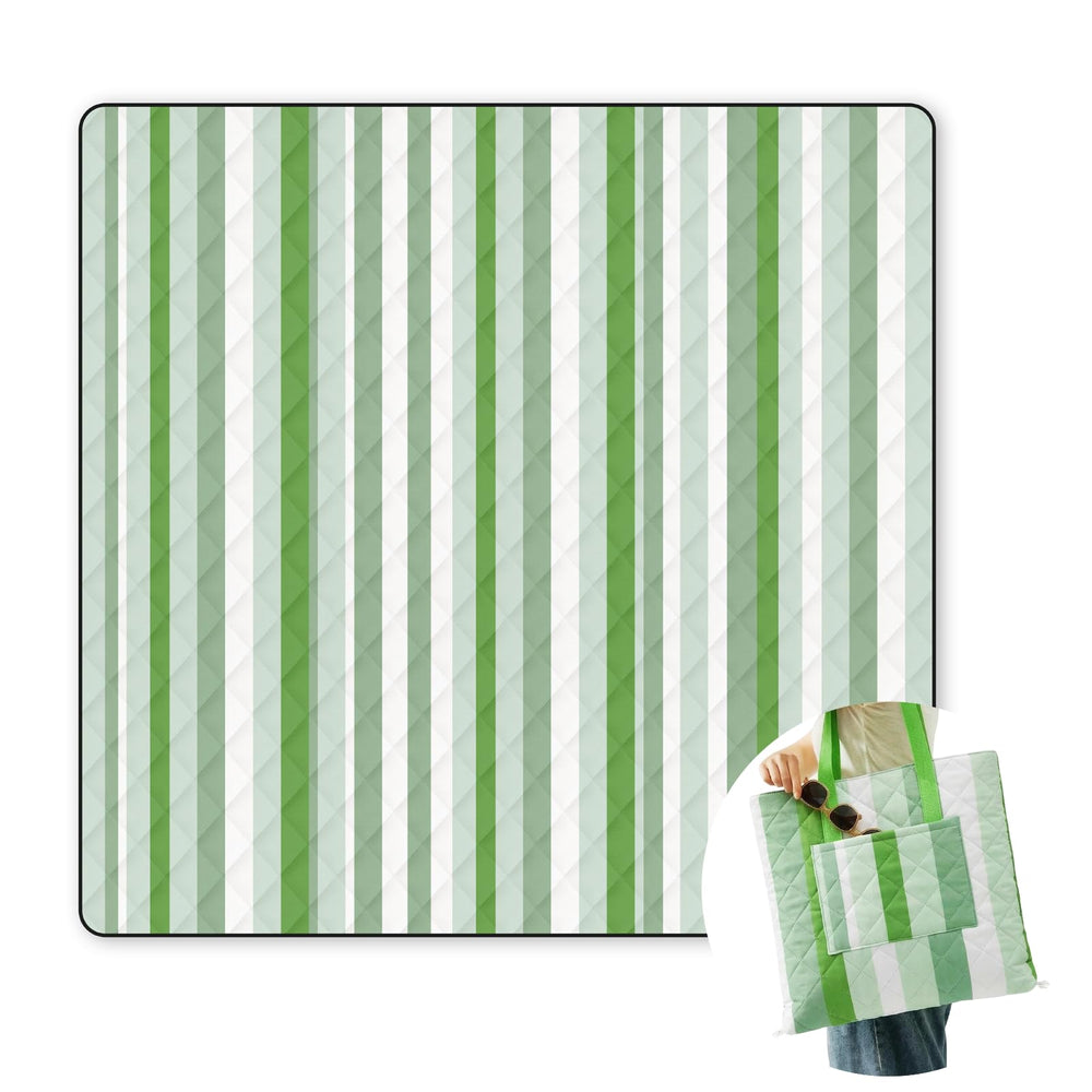 Jactum front view of tote blanket showing roomy, reversible top and handles