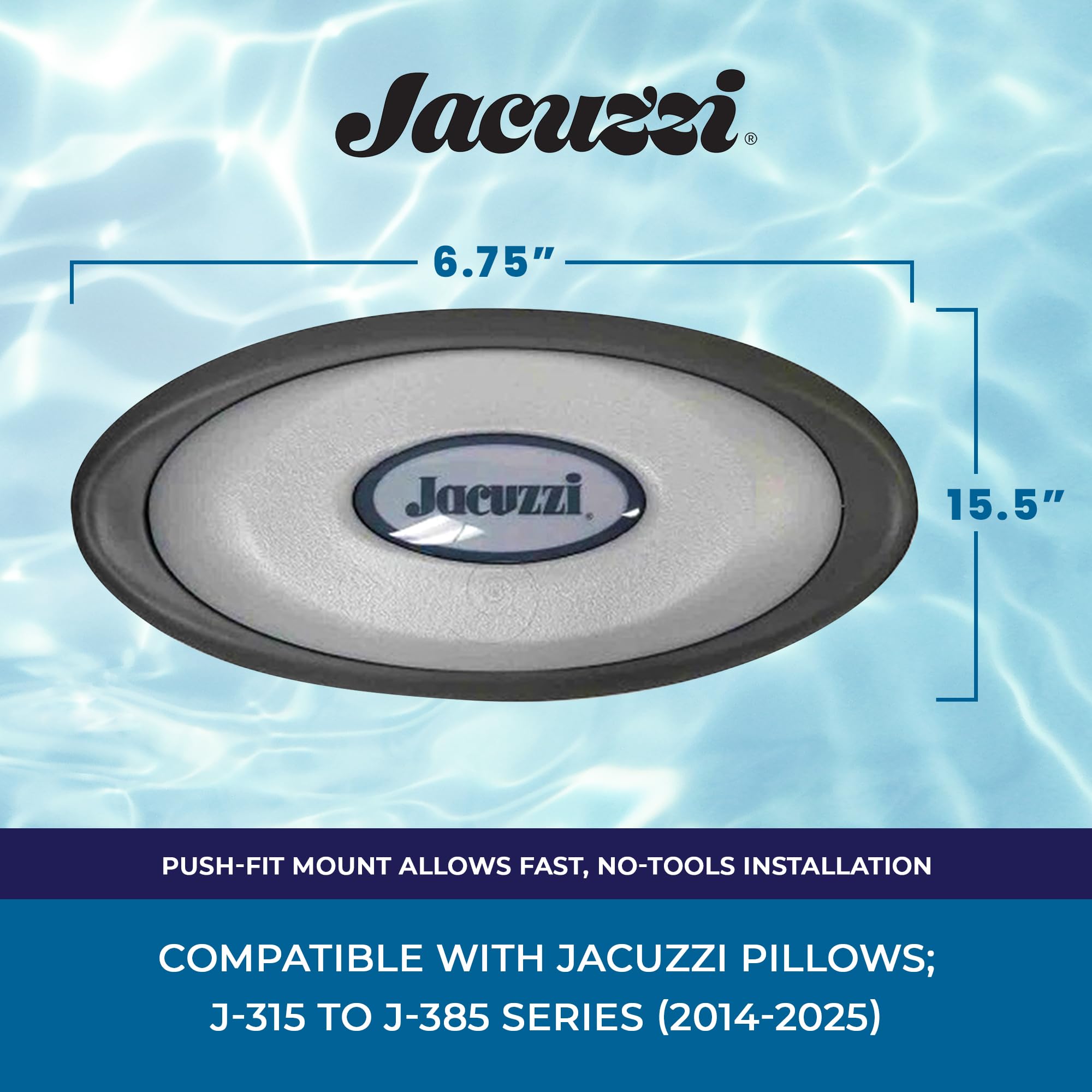 Jacuzzi back-mount detail showing push-in mounting for easy install