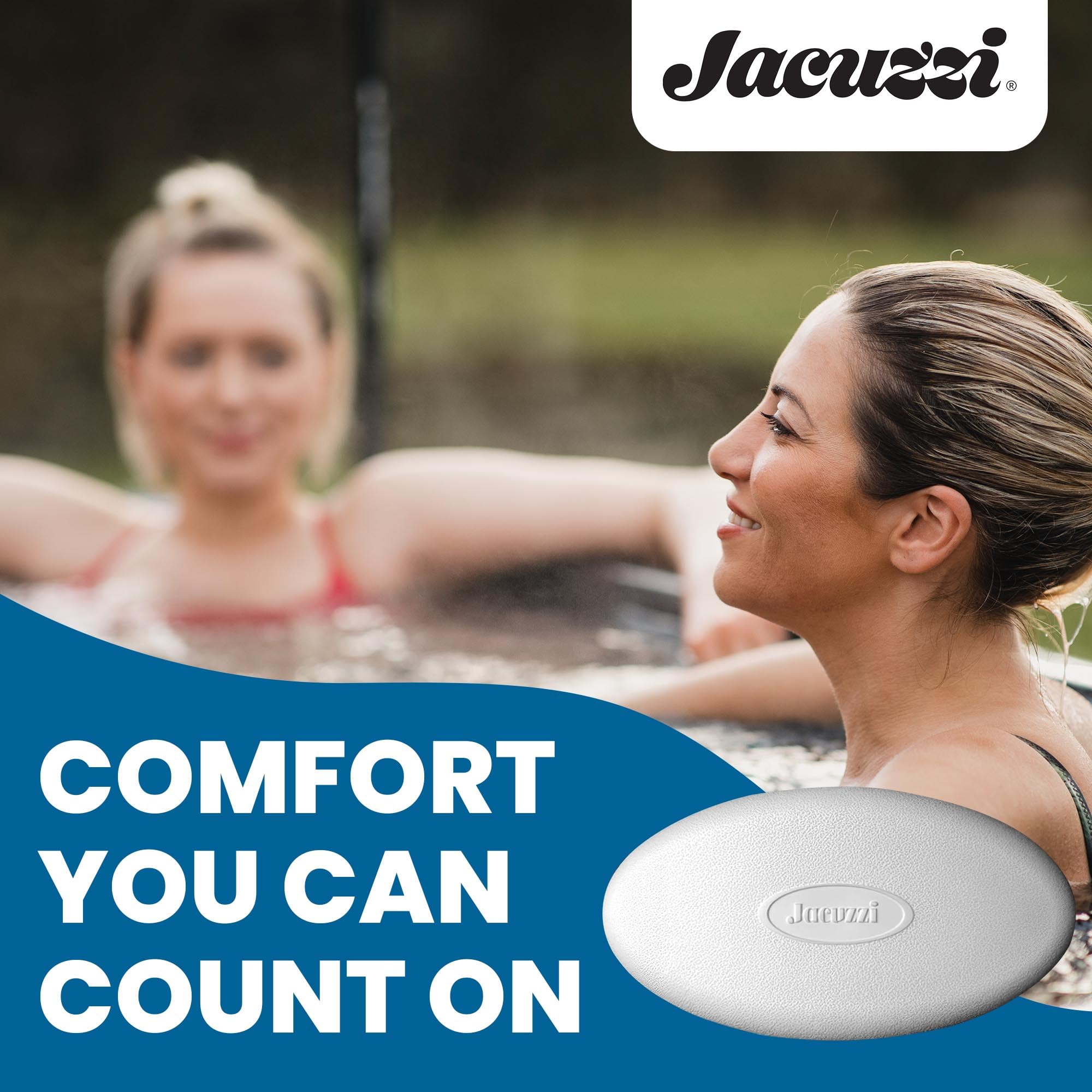 Jacuzzi lifestyle image of bather using pillow showing improved relaxation benefit