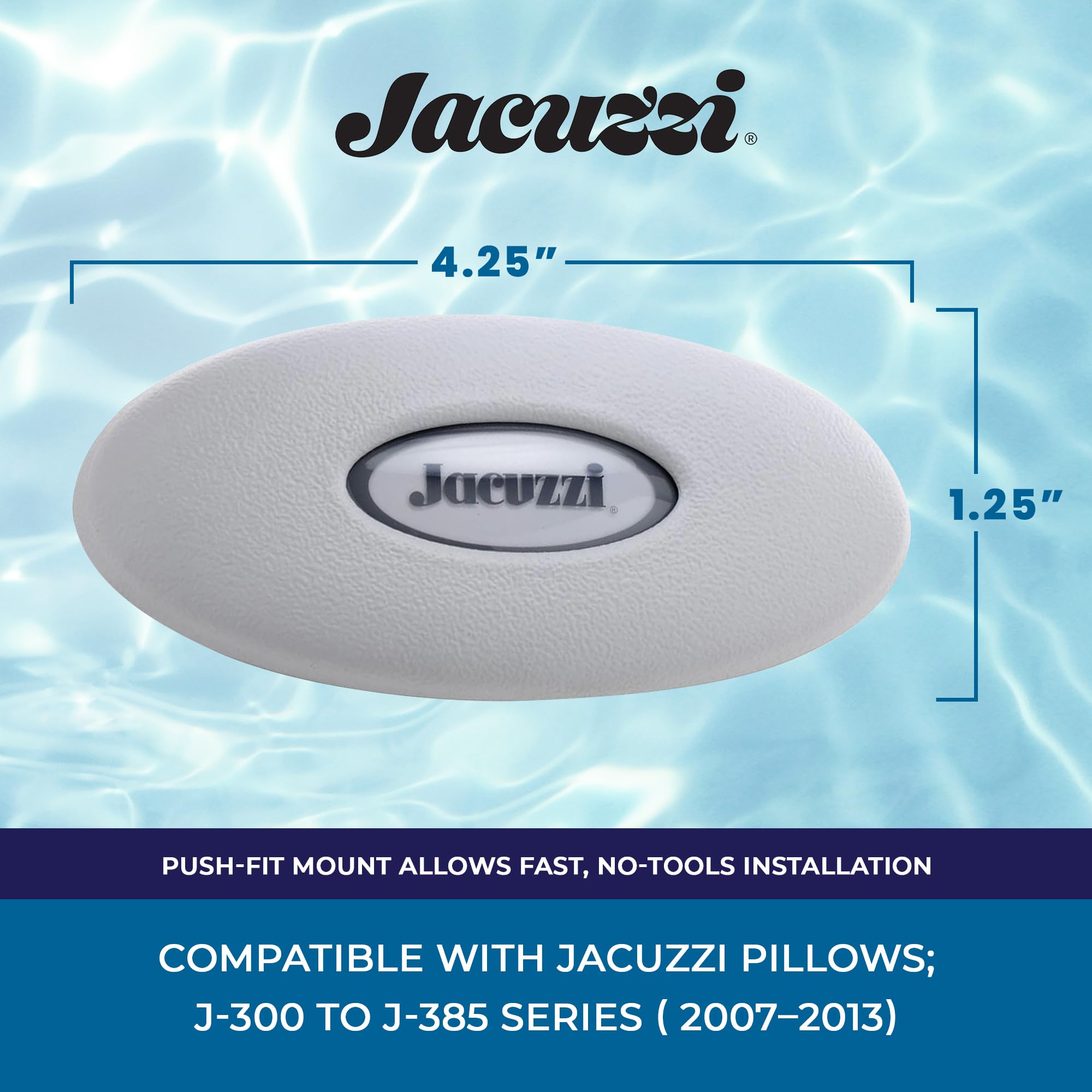 Jacuzzi pillow back mount view showing receiver fit detail