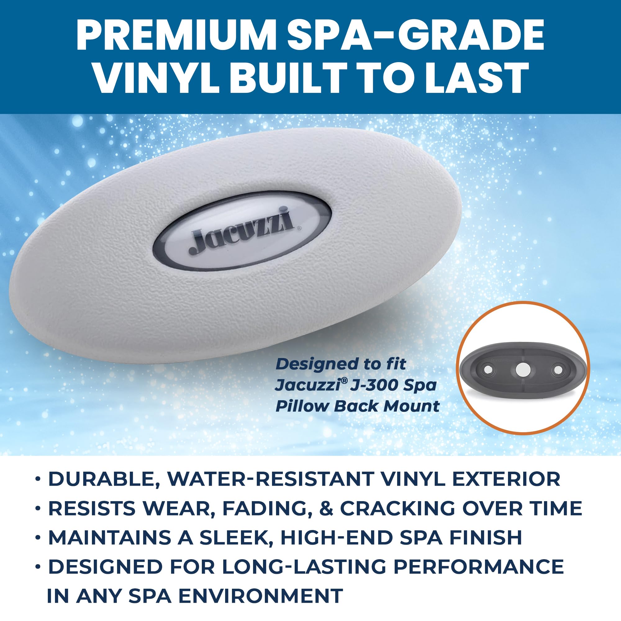 Jacuzzi pillow installed in spa seat for improved neck support