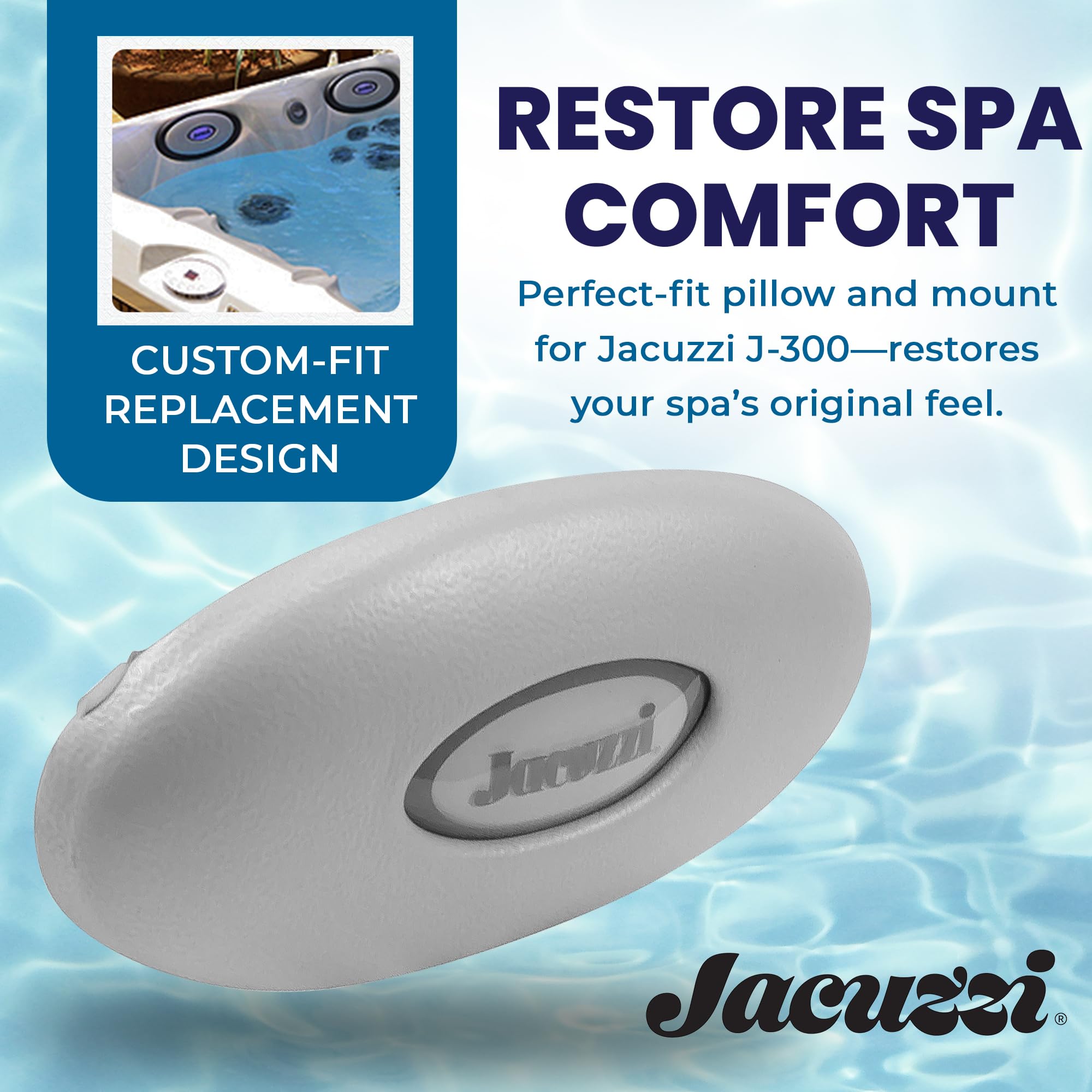 Jacuzzi pillow side profile illustrating ergonomic curvature benefit