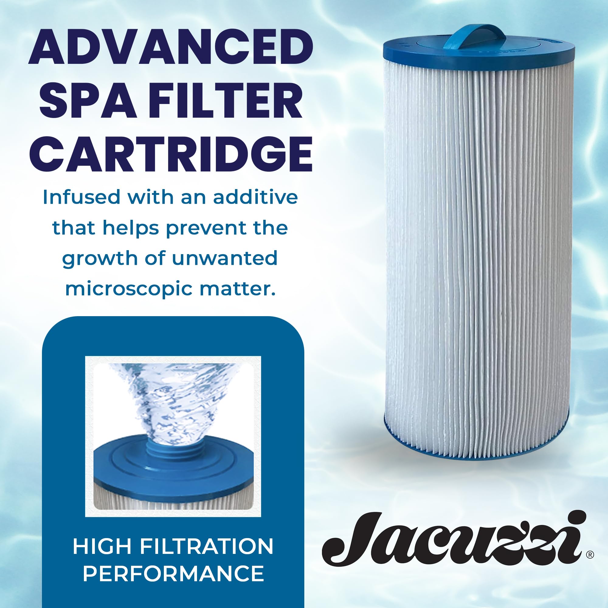 Jacuzzi ProClear twist-off cap detail for fast tool-free removal