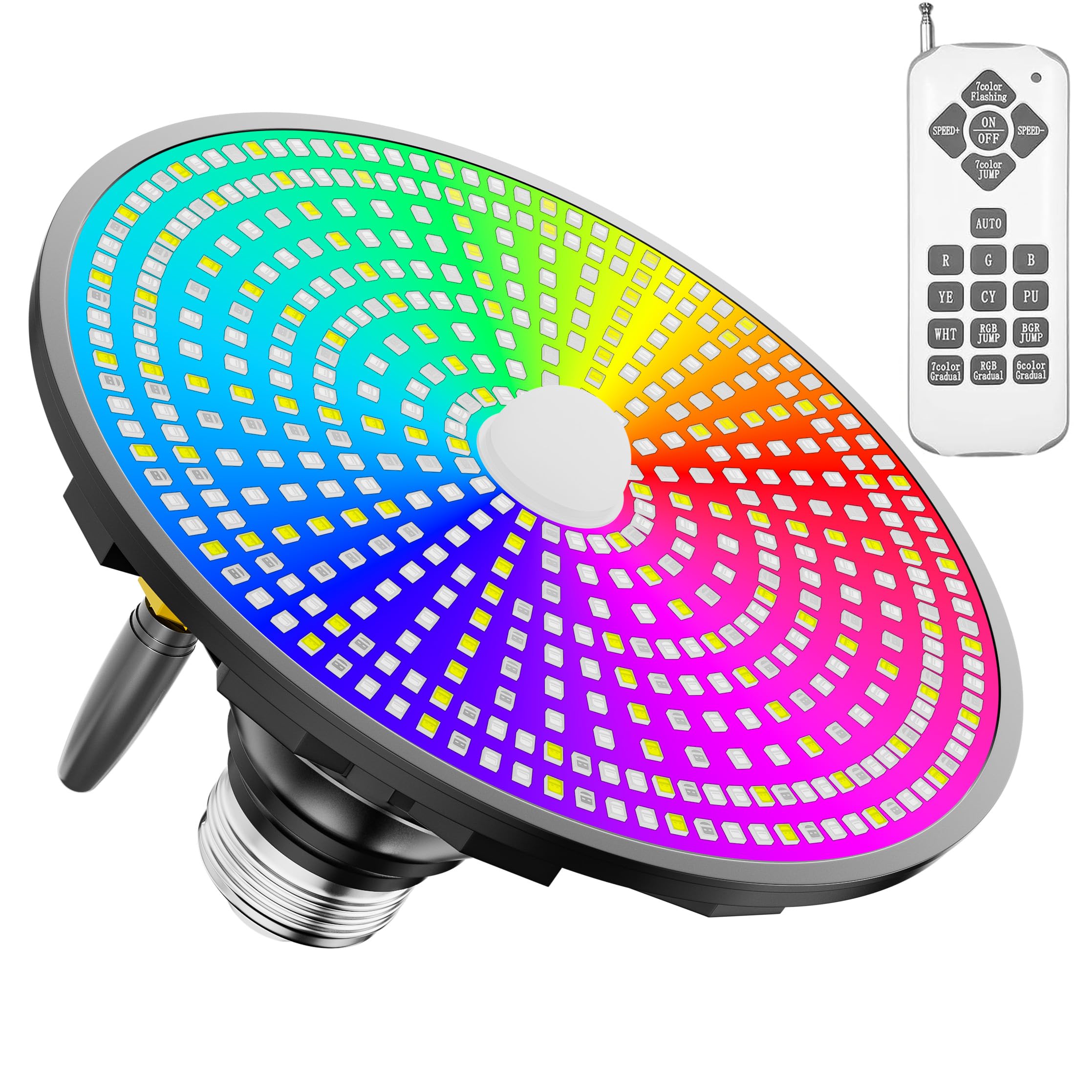 Jadisi front view of bulb showing lens and E26 base, bright pool lighting benefit