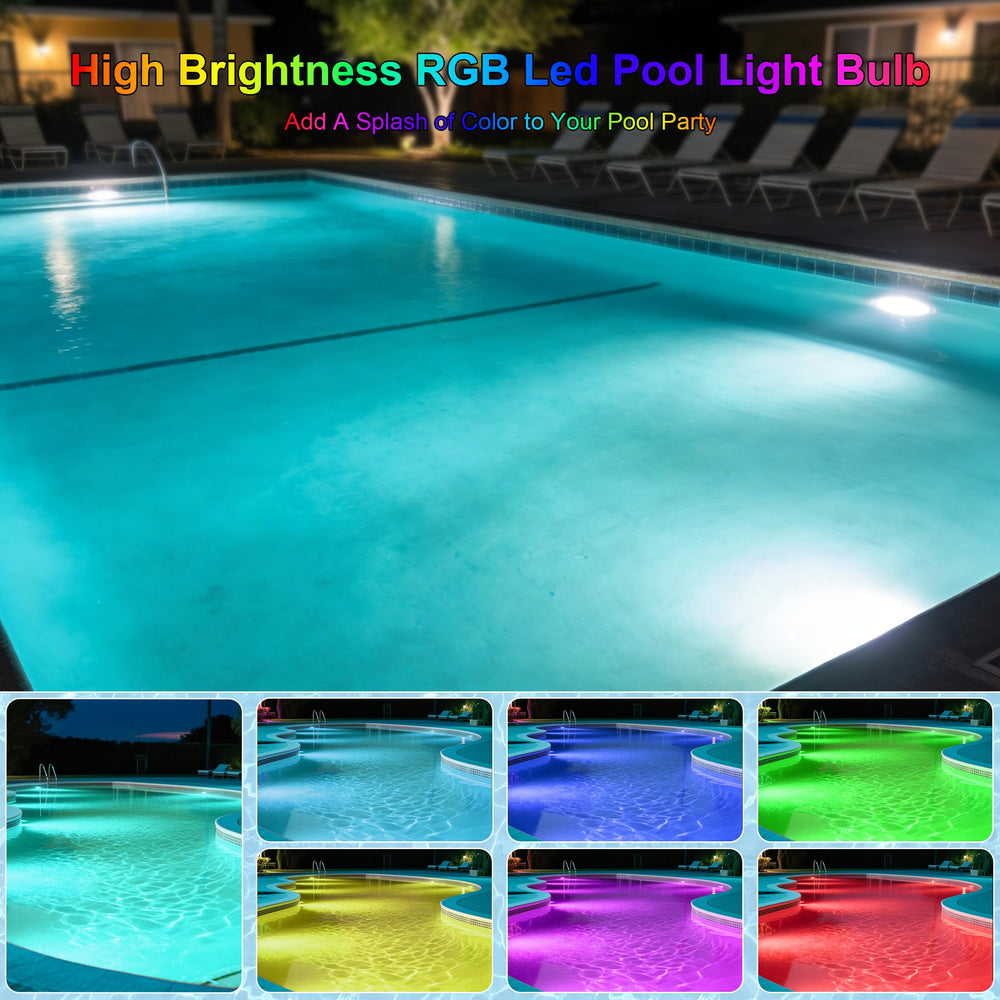 Jadisi bulb installed in pool fixture, vibrant night swim ambiance benefit