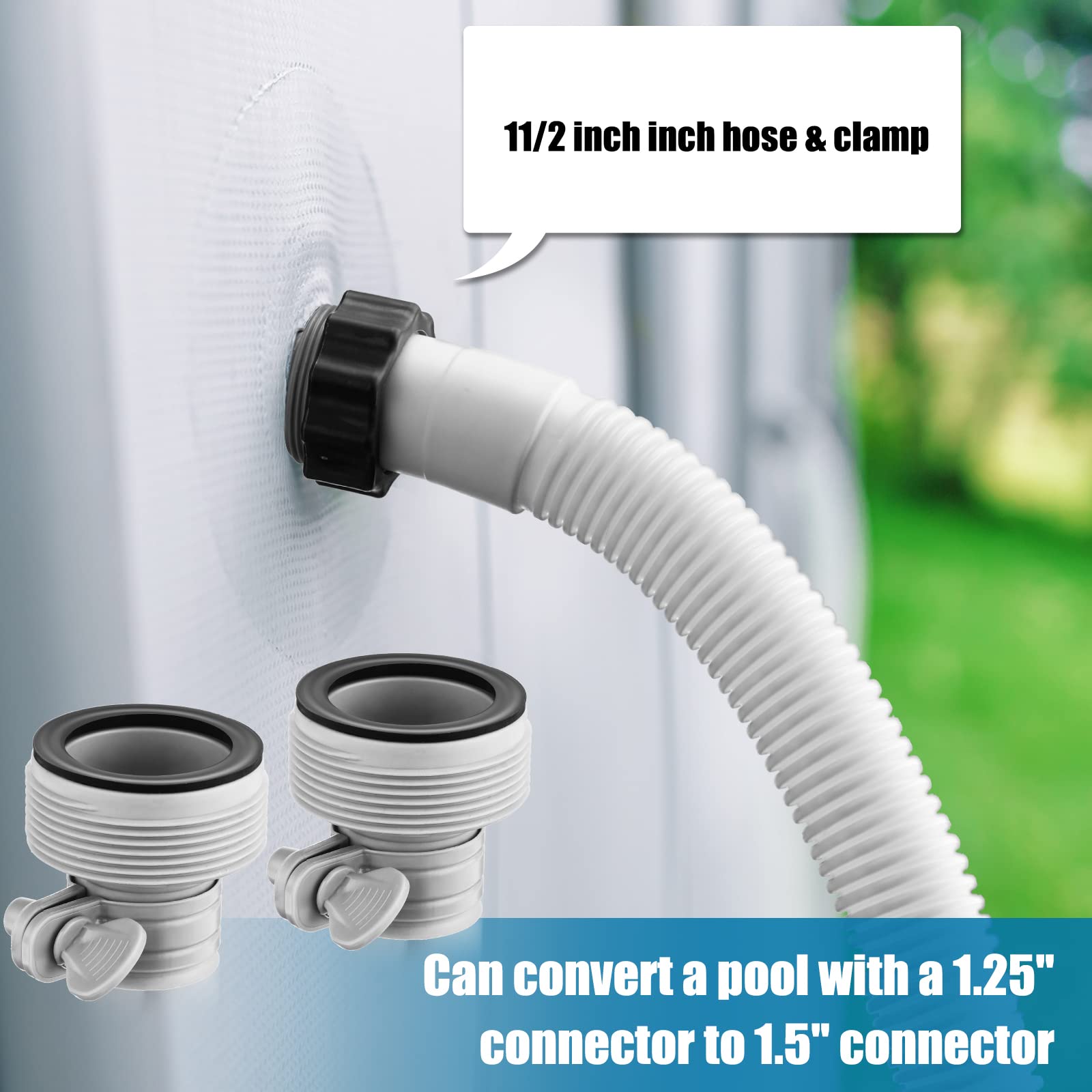 Jadive hose attached to an above-ground pump illustrating easy installation