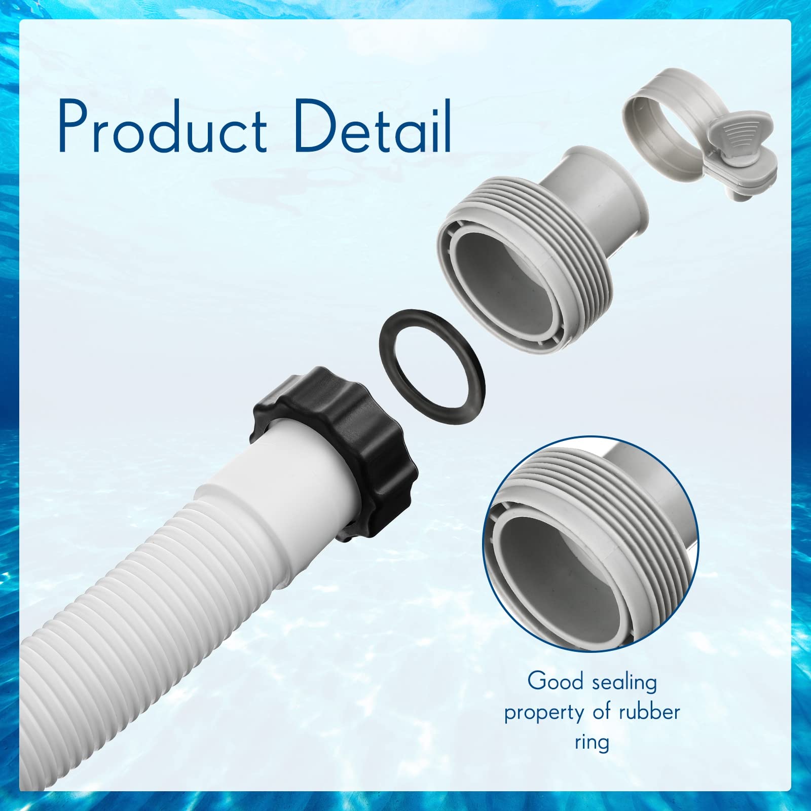 Jadive hose connected to pool vacuum demonstrating efficient debris removal