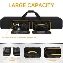 Jaffzora elastic pocket detail holding batteries and chargers securely
