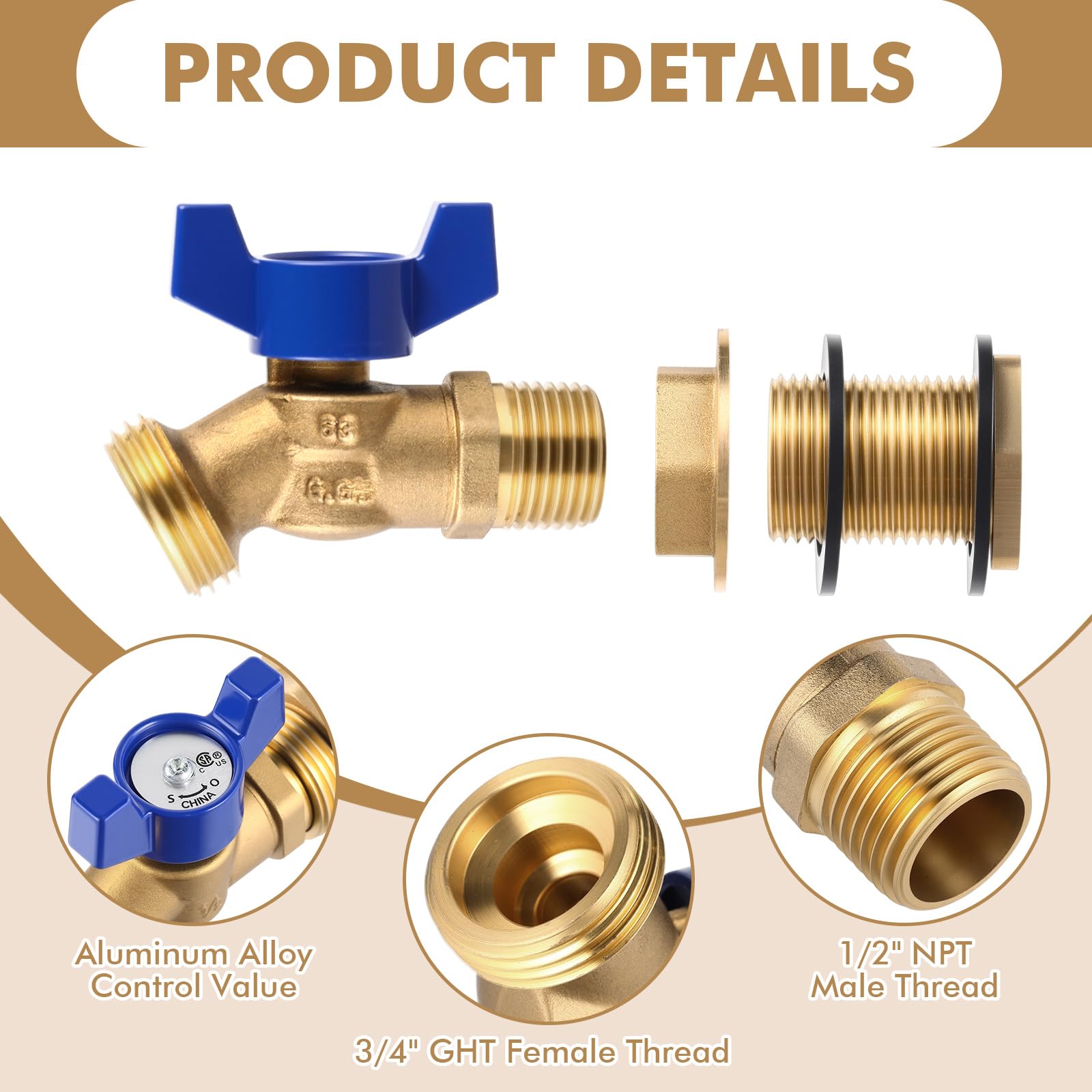 JaGely bulkhead fitting detail highlighting corrosion-resistant brass construction