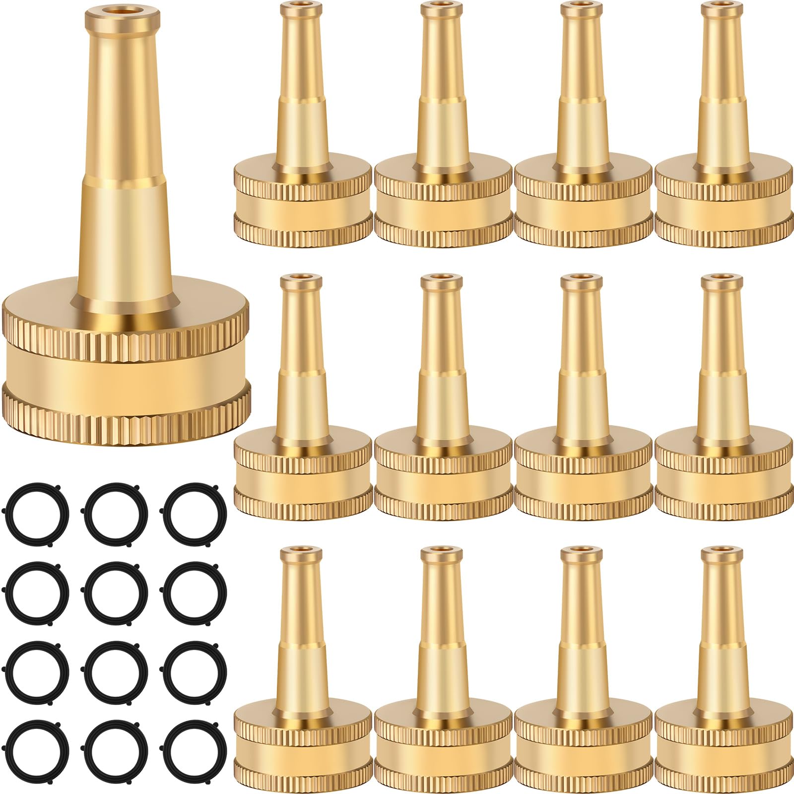 JaGely front view of twelve brass nozzles showing durable set benefit