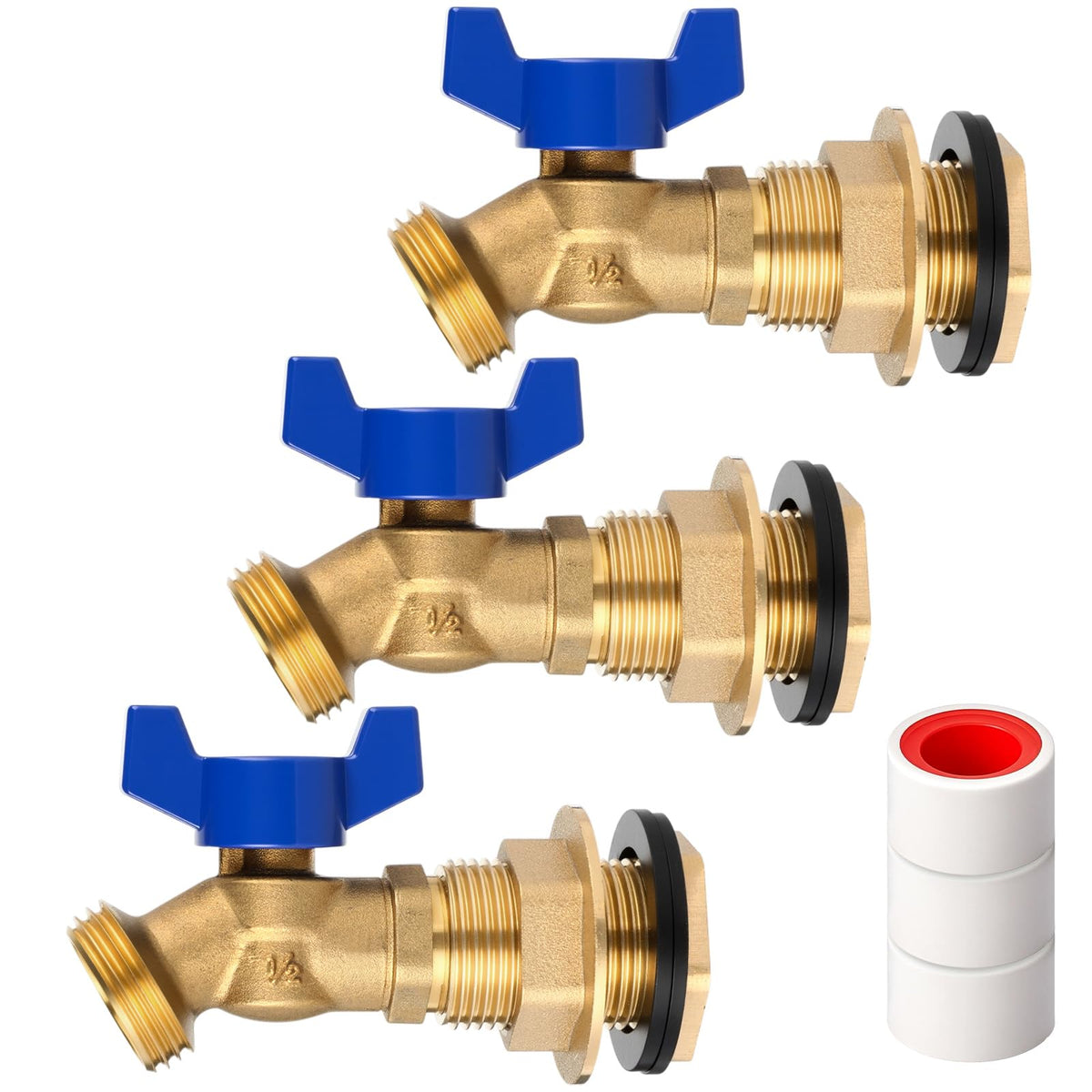 JaGely three-pack spigots front view showing included parts and value