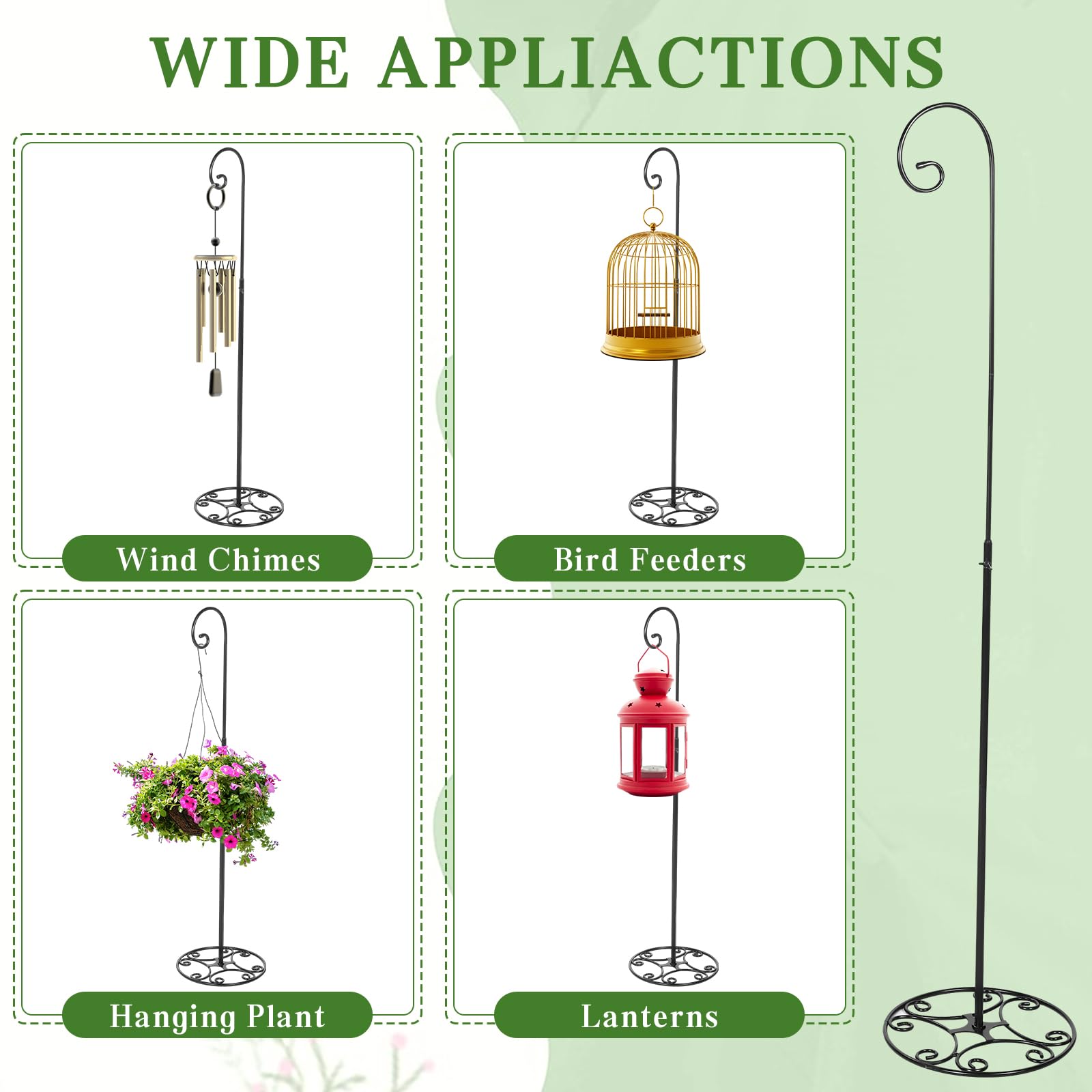Two JaGely hooks installed in a garden adding elegant hanging points