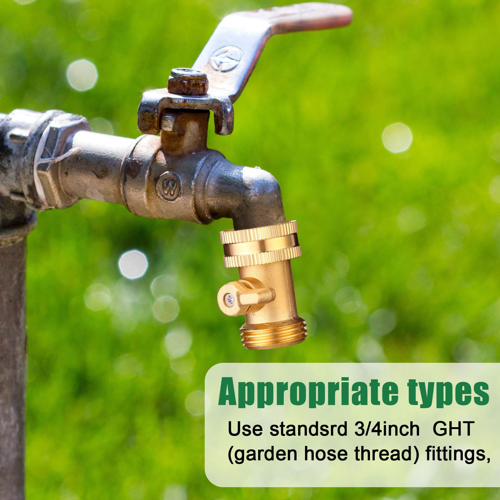 JaGely shut-off valve attached to garden hose demonstrating secure, drip-free connection