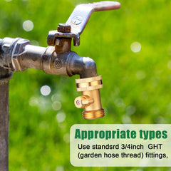 JaGely shut-off valve attached to garden hose demonstrating secure, drip-free connection