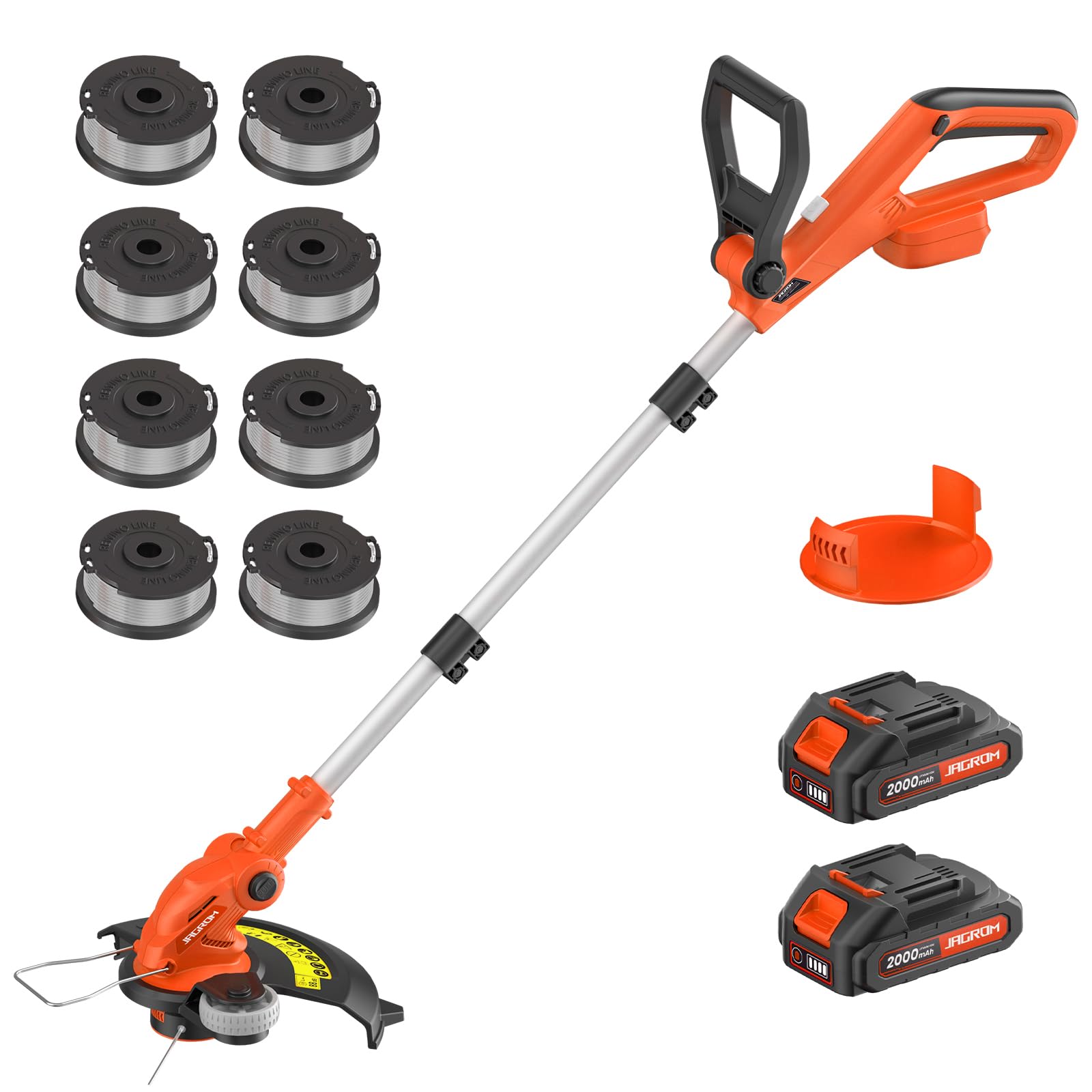 JAGROM front view of orange trimmer showing overall design and portability