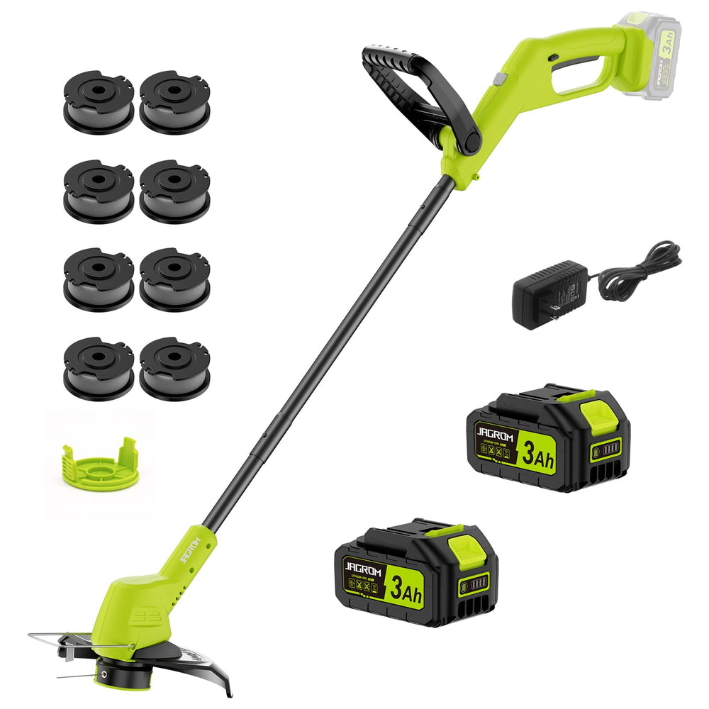 JAGROM front view of cordless trimmer showing compact design and safe guard