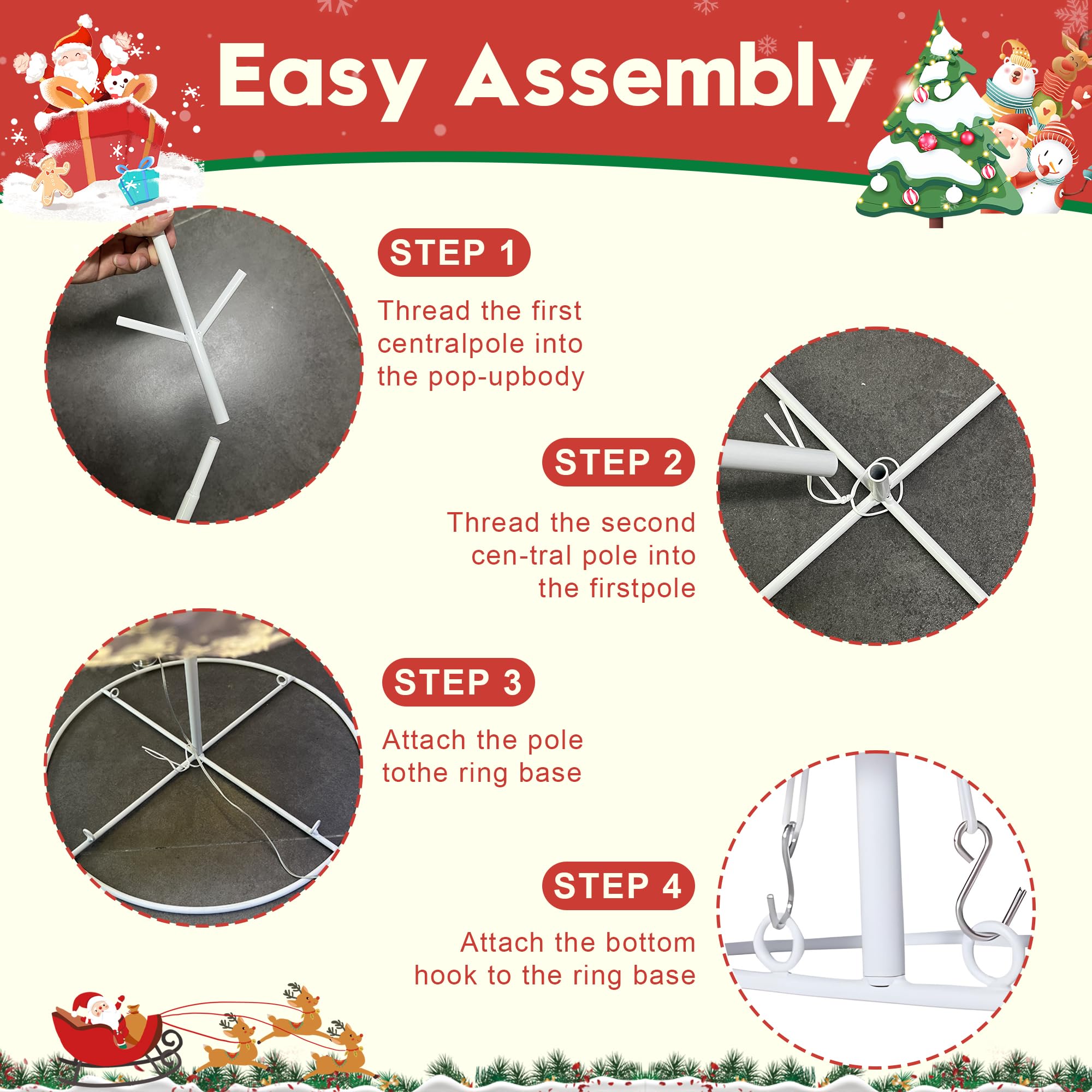 JALUNIVERSAL TRI assembly components showing poles and stakes for quick setup