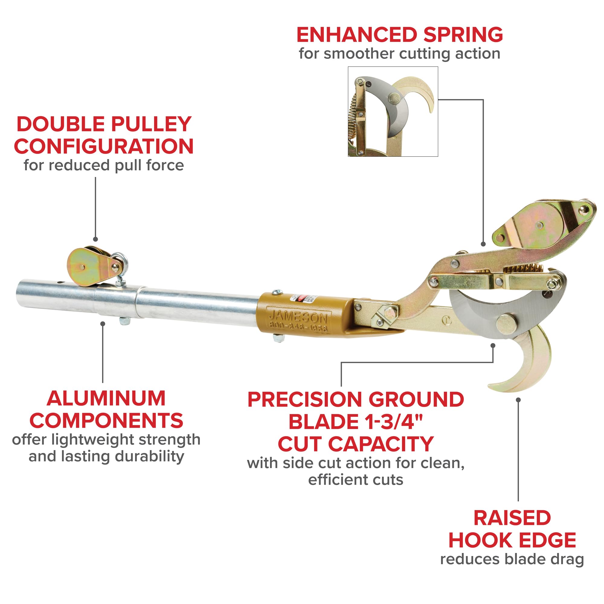 Jameson 20-foot pruning rope and knot displaying reach and reliable control