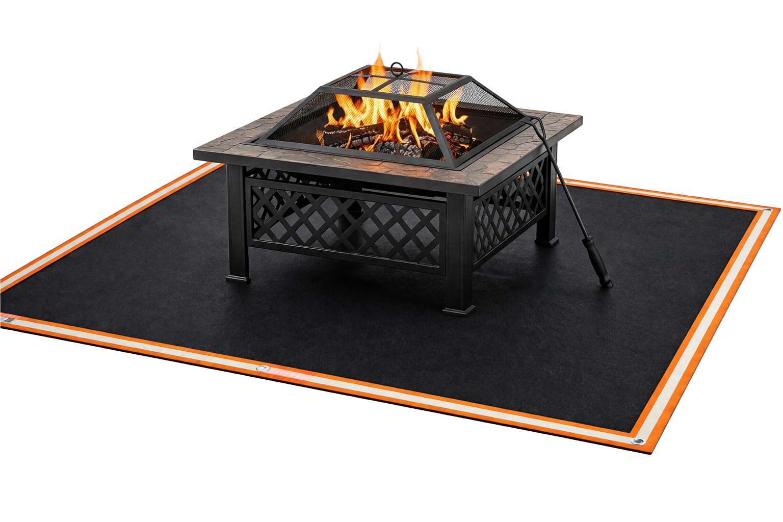 Jametown front view of XL fire pit mat showing full coverage benefit