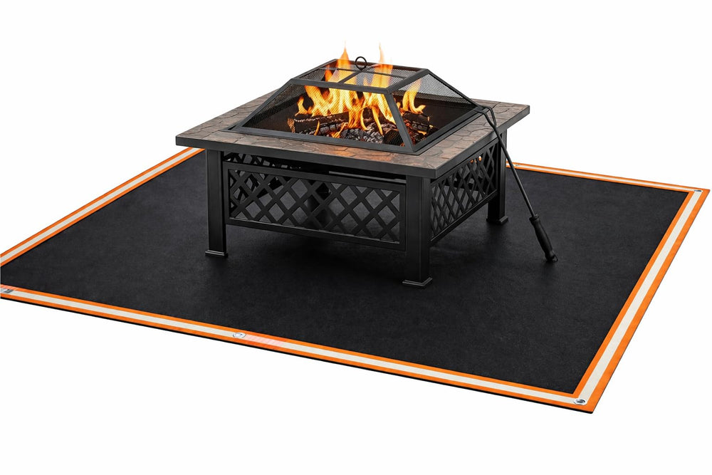 Jametown front view of XL fire pit mat showing full coverage benefit