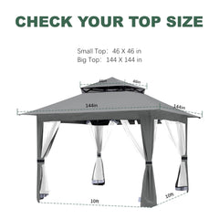 JANCANOPY canopy mounted on ABC 13x13 frame providing shaded outdoor area