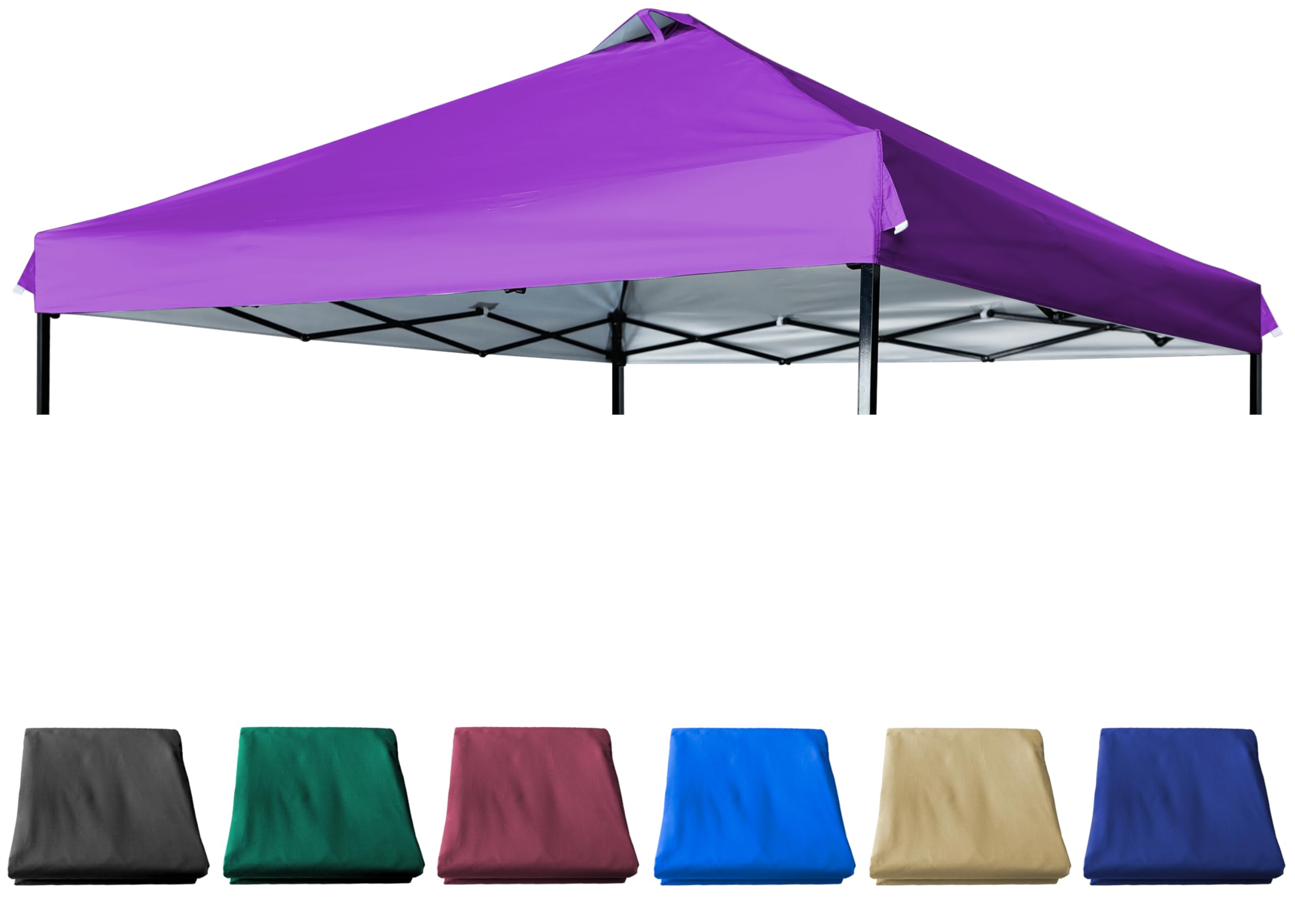 JANCANOPY front view of purple 10x10 top showing clean profile and shade benefit