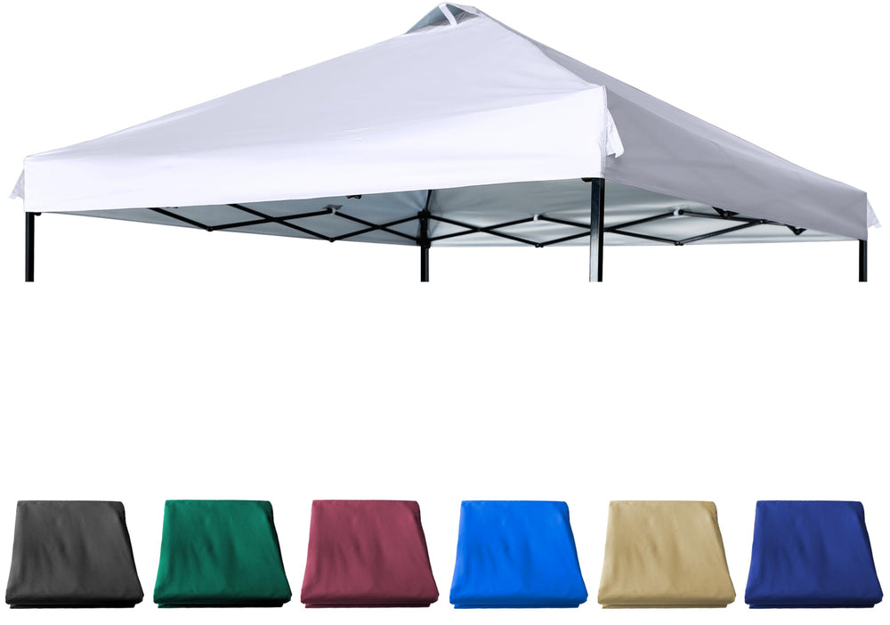 JANCANOPY front view of white 10x10 top showing full coverage and shade benefits