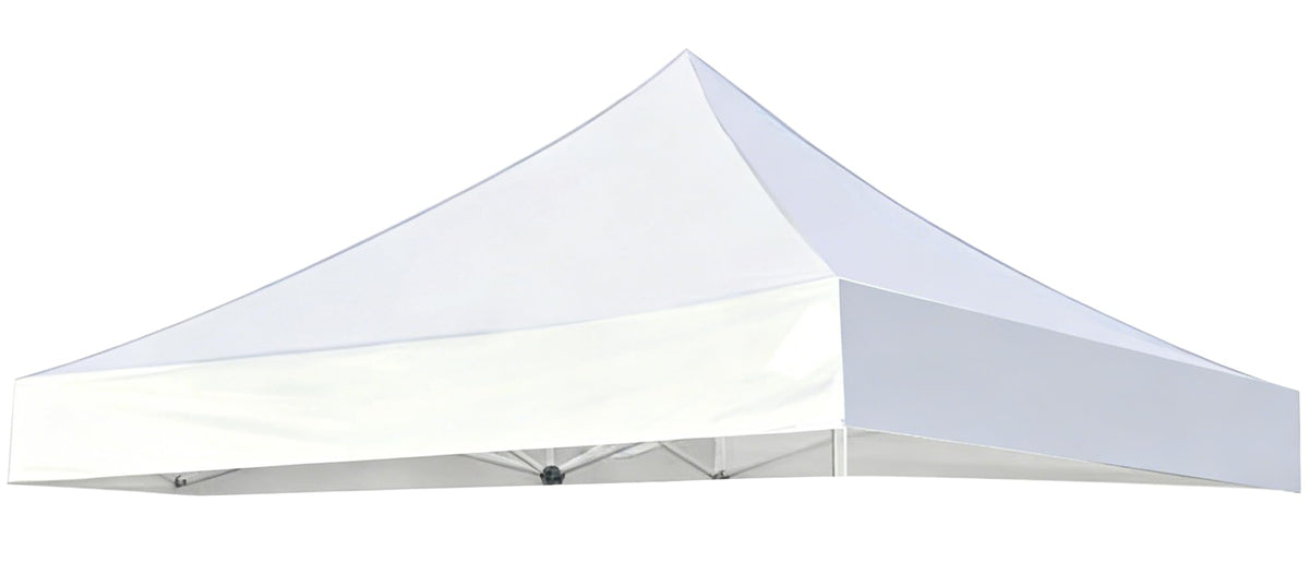 JANCANOPY front view of white 10x10 top showing clean vendor-ready coverage and professional appearance