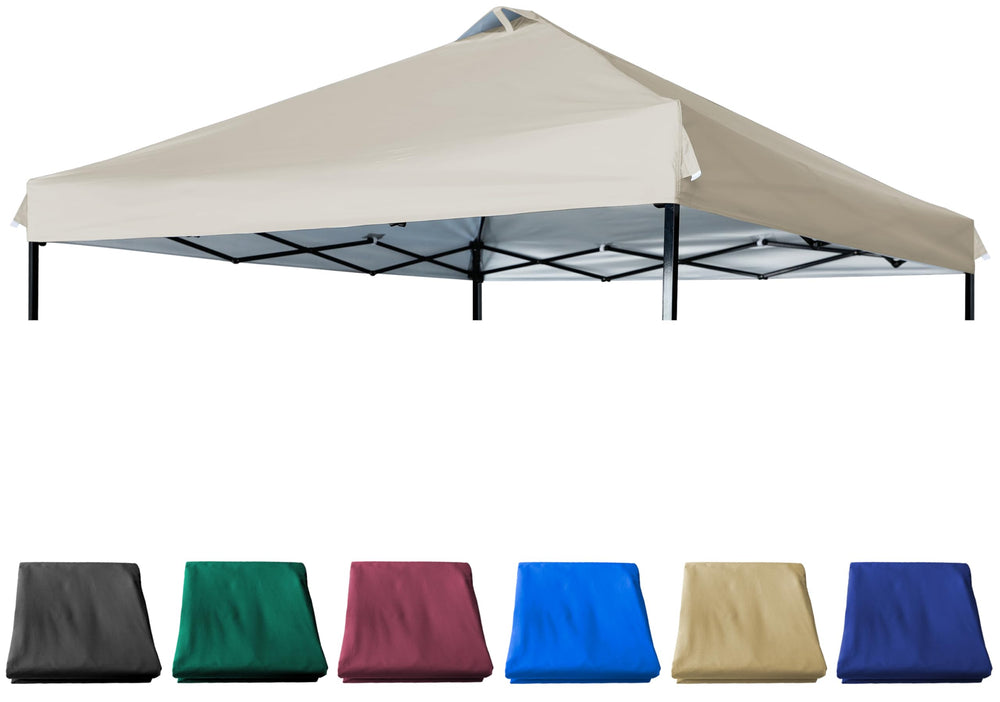 JANCANOPY front view showing the full beige silver-coated top, protects from sun