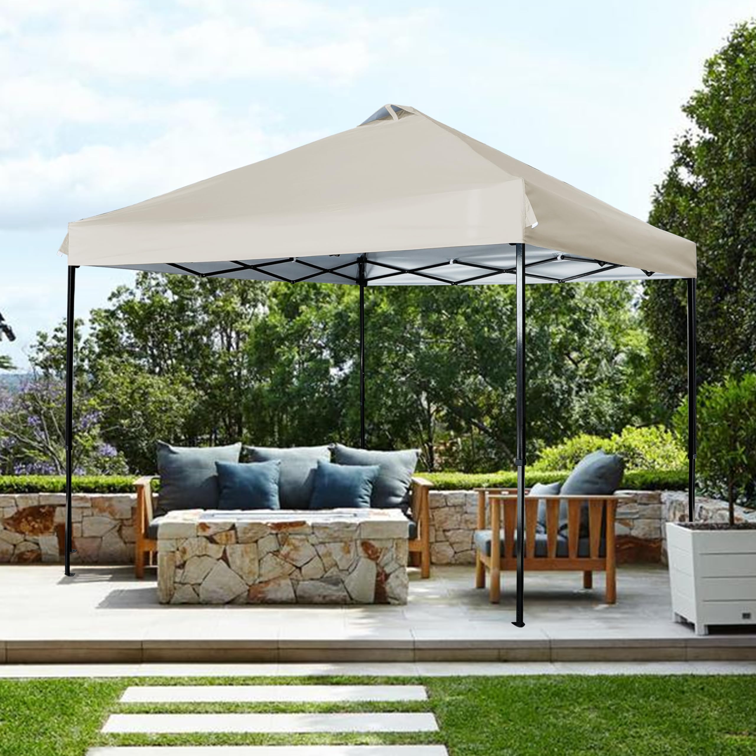 JANCANOPY in backyard setting shading table and chairs for cooler outdoor use