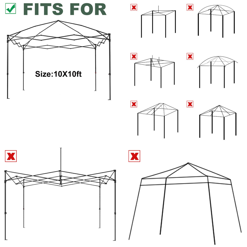 JANCANOPY top beside a folding chair illustrating 10x10 scale and coverage