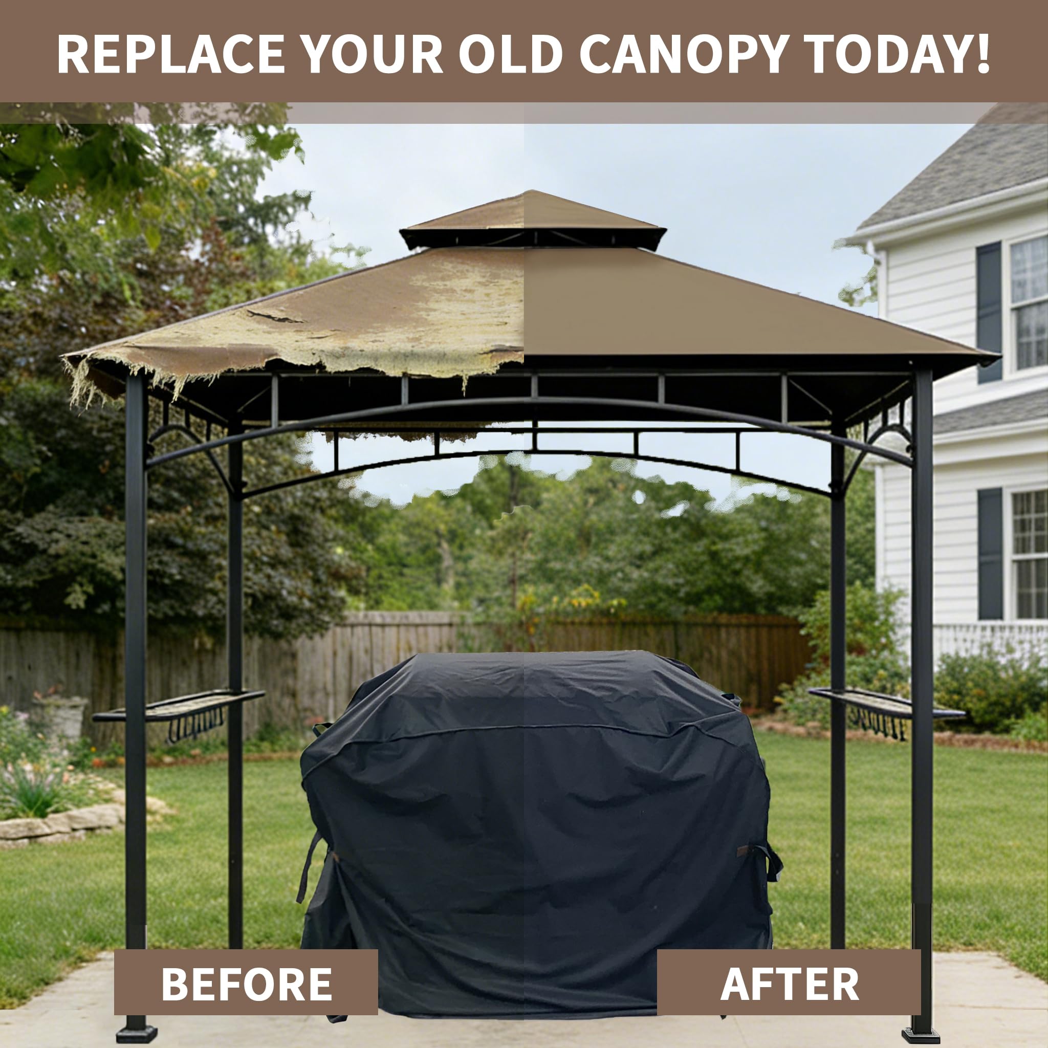 JANCANOPY canopy beside chair for size comparison showing scale