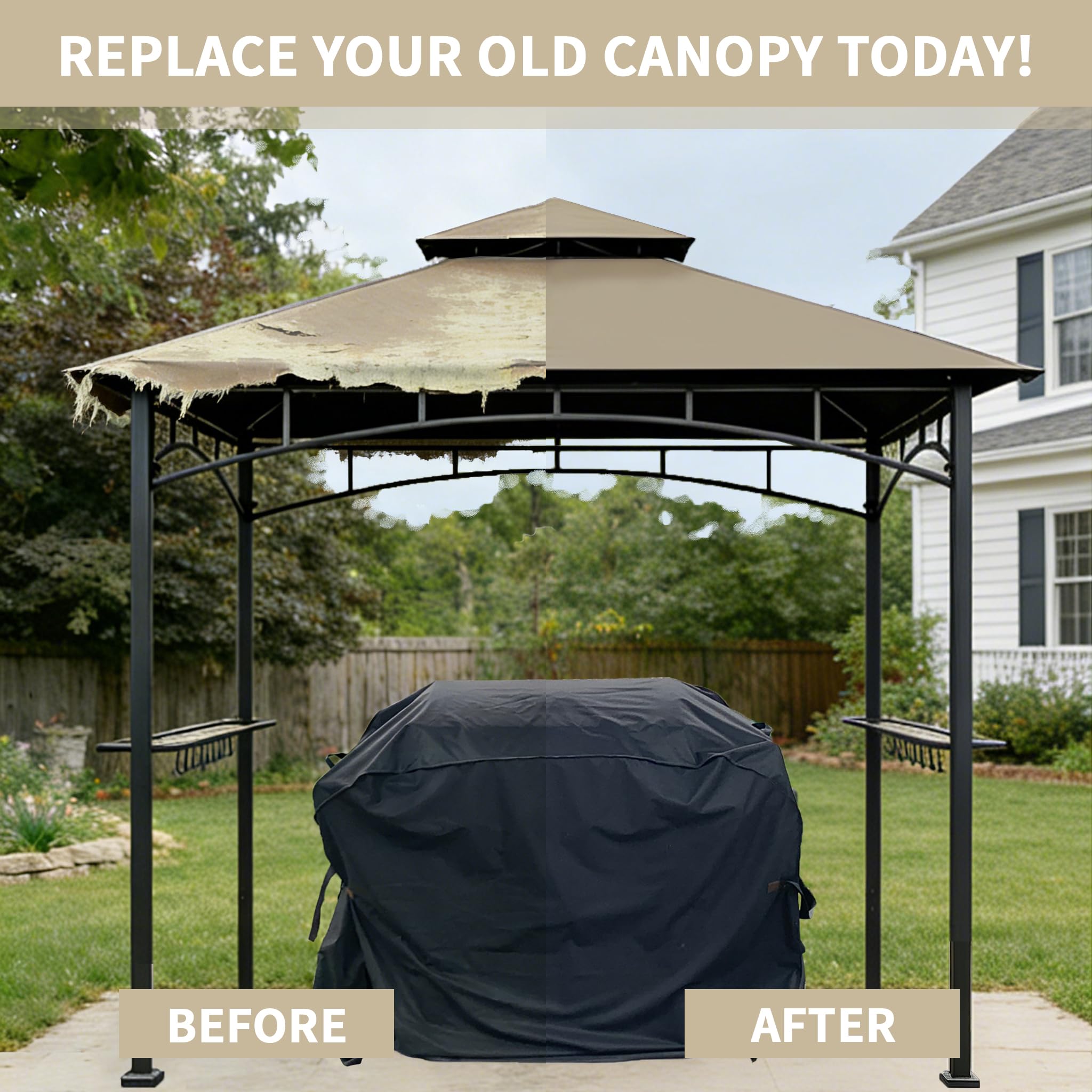 JANCANOPY cover with measuring tape showing accurate 5x8 size for replacement