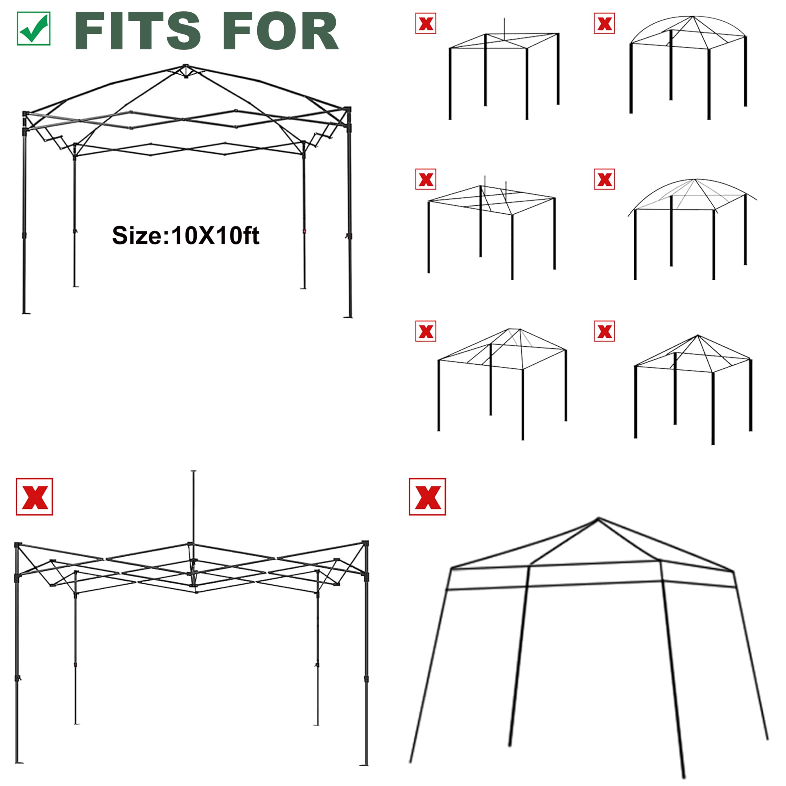 JANCANOPY top next to measuring tape showing 10x10 scale for fit confirmation