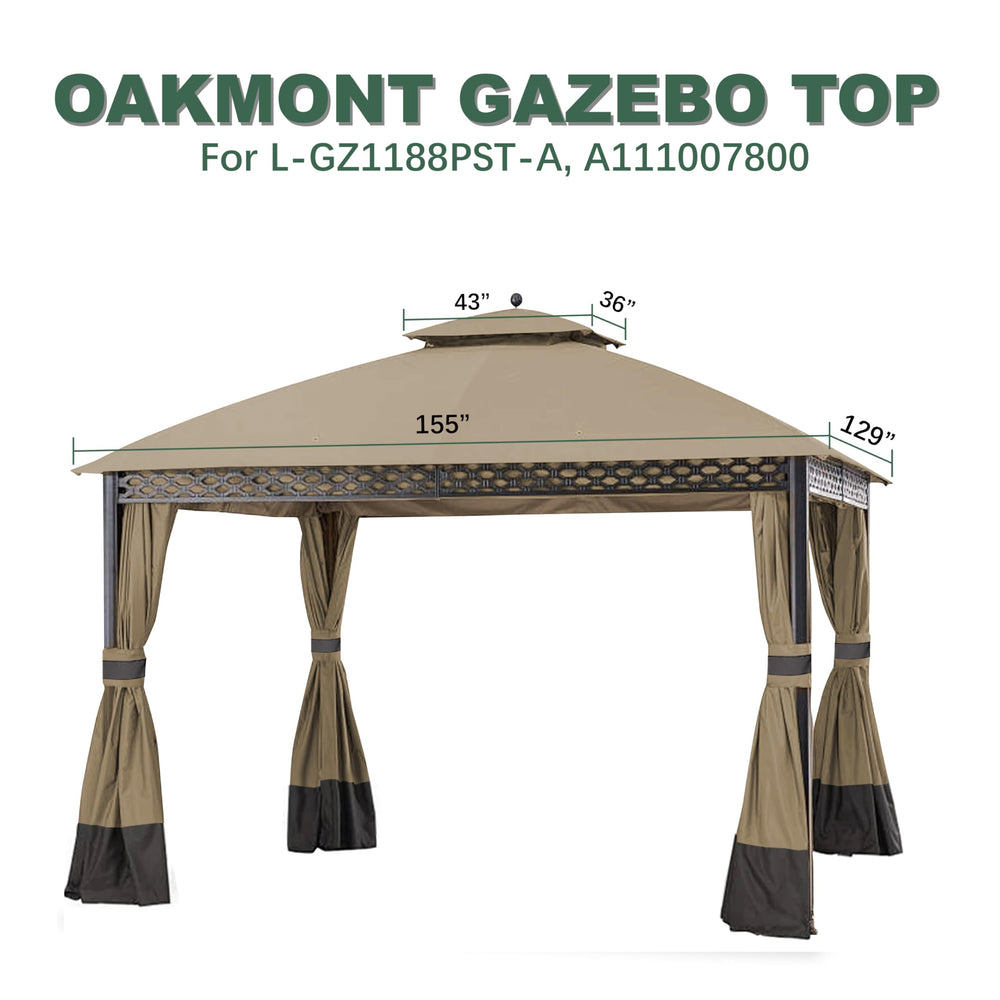 JANCANOPY measurement overlay on top showing 36x43 and 129x155 inch roof sizes