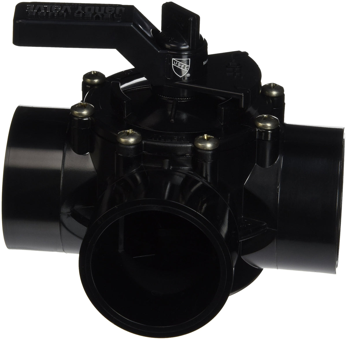 Jandy NeverLube 4717 front view showing CPVC body and three ports for leak-free control