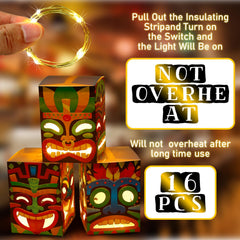 Janlaugh lit boxes as a table centerpiece creating tropical ambiance for guests
