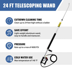 janz extended wand reaching rooftop soffit for ladder-free cleaning